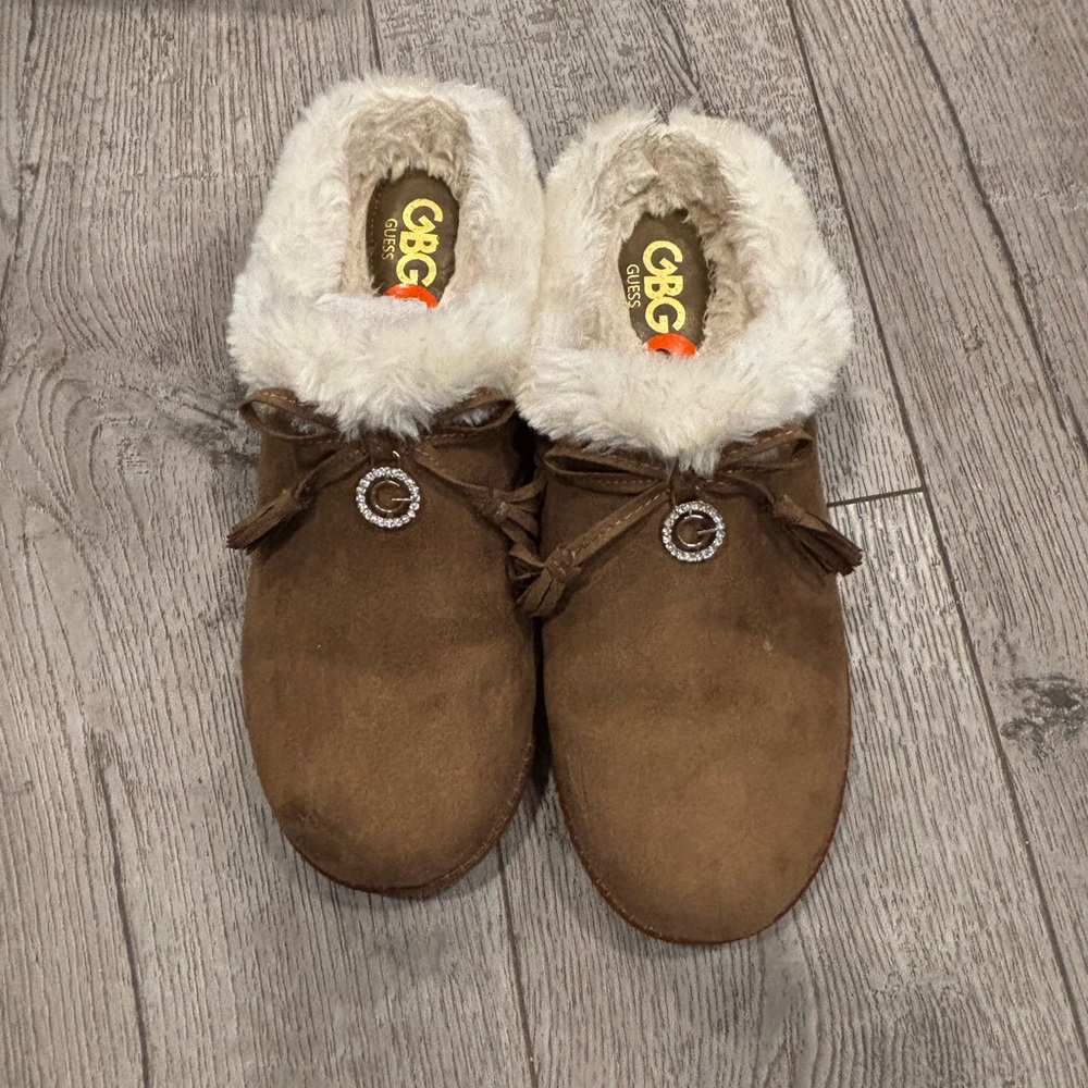 GUESS Brown Faux Fur Lined Clogs